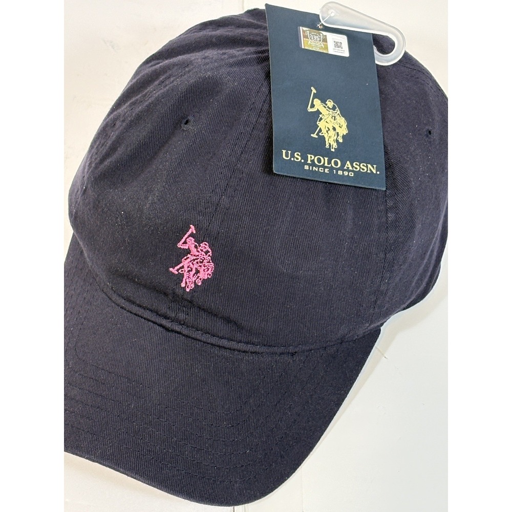 NWT - U.S. Polo Assn. Hat Navy / Pink Embroidered Logo Center One Size